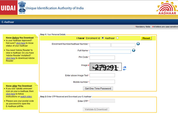 how to download aadhar card in online